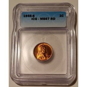 1946 S Lincoln Wheat Cent MS67 RED ICG